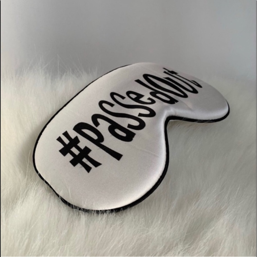Silk Sleeping Eye Mask Hashtag PassedOut White